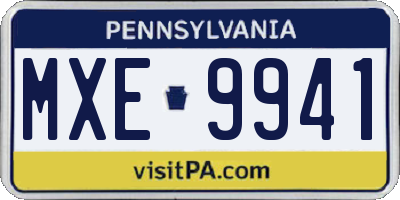 PA license plate MXE9941