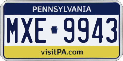 PA license plate MXE9943