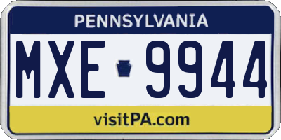 PA license plate MXE9944