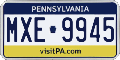 PA license plate MXE9945