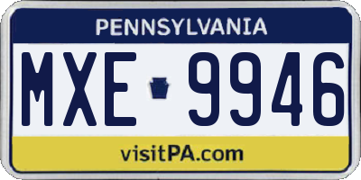 PA license plate MXE9946
