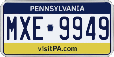 PA license plate MXE9949