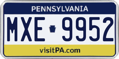PA license plate MXE9952