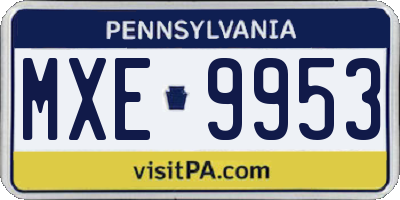 PA license plate MXE9953