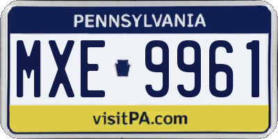 PA license plate MXE9961