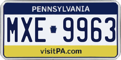 PA license plate MXE9963