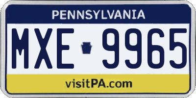 PA license plate MXE9965
