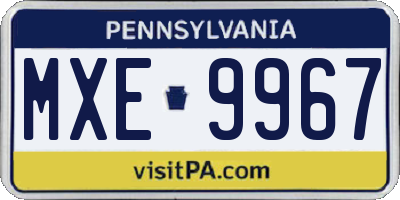 PA license plate MXE9967