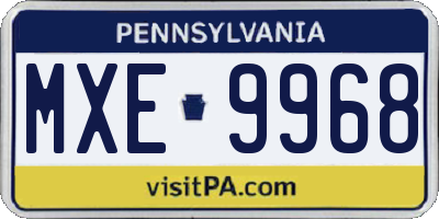 PA license plate MXE9968