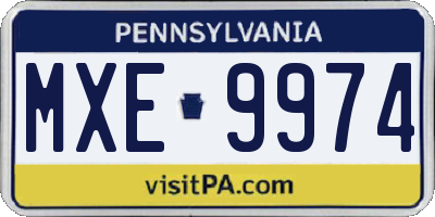 PA license plate MXE9974
