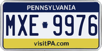 PA license plate MXE9976