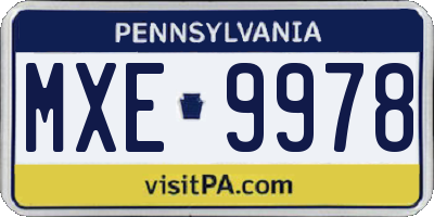 PA license plate MXE9978