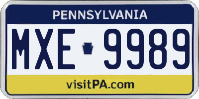 PA license plate MXE9989