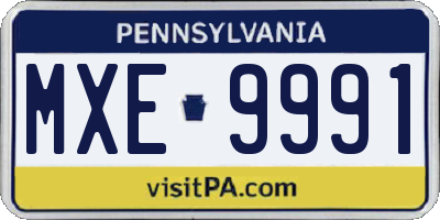 PA license plate MXE9991