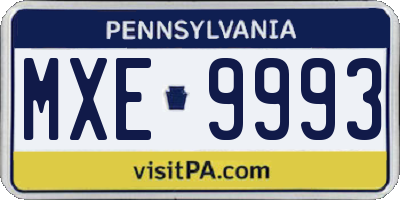 PA license plate MXE9993