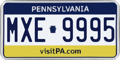 PA license plate MXE9995