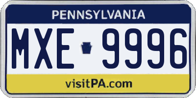 PA license plate MXE9996