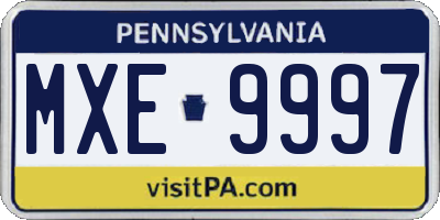 PA license plate MXE9997