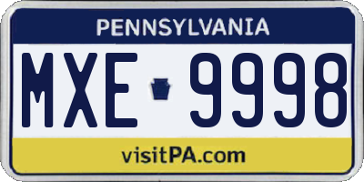 PA license plate MXE9998