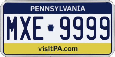 PA license plate MXE9999