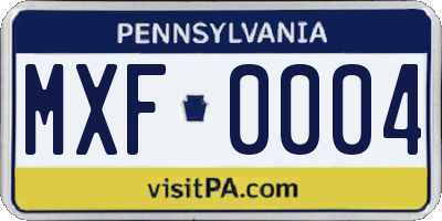 PA license plate MXF0004