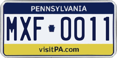 PA license plate MXF0011
