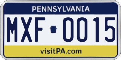 PA license plate MXF0015