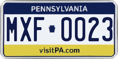 PA license plate MXF0023