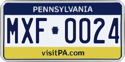 PA license plate MXF0024
