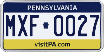 PA license plate MXF0027