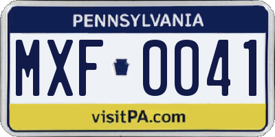 PA license plate MXF0041