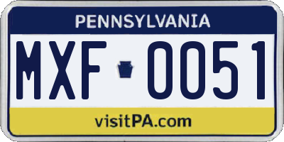 PA license plate MXF0051