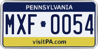 PA license plate MXF0054