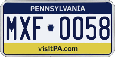PA license plate MXF0058