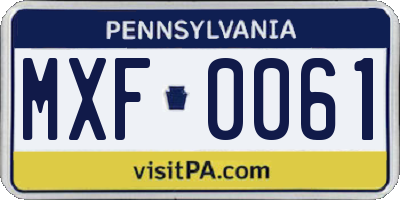 PA license plate MXF0061