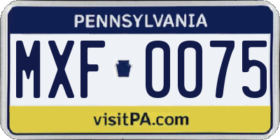 PA license plate MXF0075