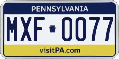 PA license plate MXF0077