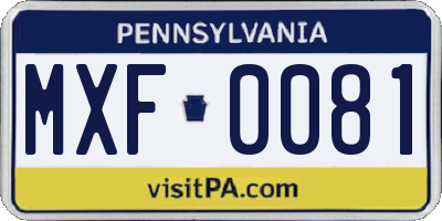 PA license plate MXF0081