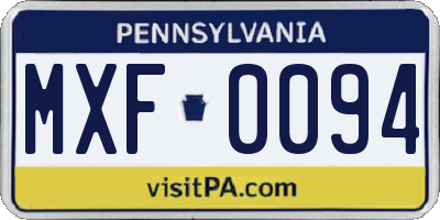 PA license plate MXF0094
