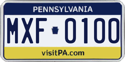 PA license plate MXF0100