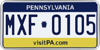 PA license plate MXF0105