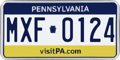 PA license plate MXF0124