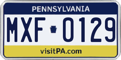 PA license plate MXF0129