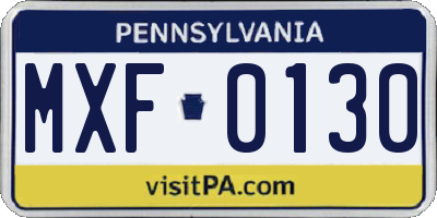 PA license plate MXF0130