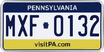 PA license plate MXF0132