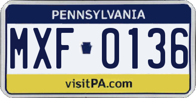 PA license plate MXF0136