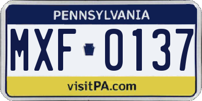 PA license plate MXF0137
