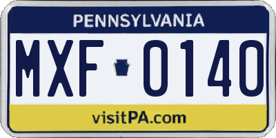 PA license plate MXF0140