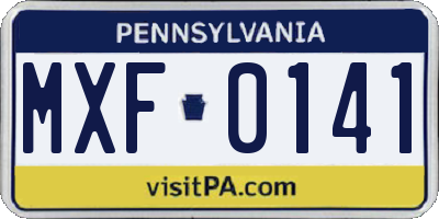 PA license plate MXF0141