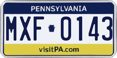 PA license plate MXF0143